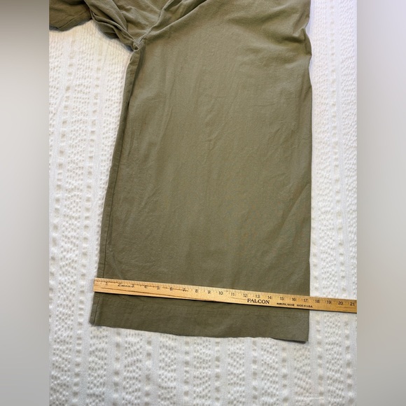 LF February Olive Green Cotton Overalls Wide Leg Bib Jumpsuit Size L Pockets - Picture 6 of 8